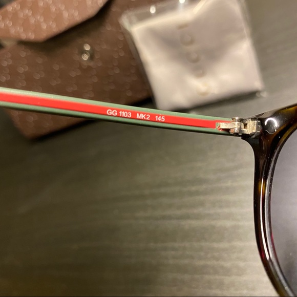 Gucci Sunglasses Green & Red Mens Tortoiseshell Brown/Black worn 4x W/Case/cloth - Picture 7 of 7